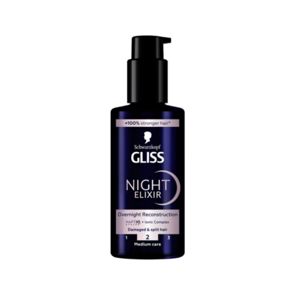 Gliss Ser tratament pentru par deteriorat si despicat, Night Elixir Overnight Reconstruction, 100ml - image 1