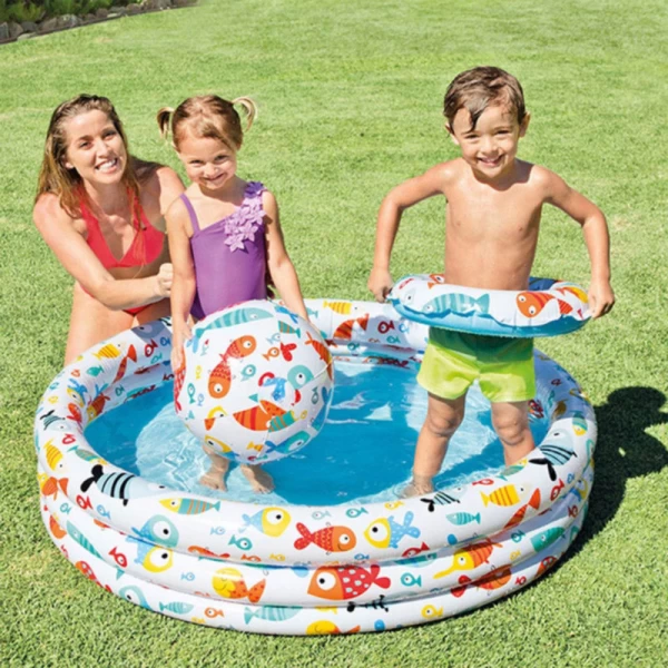 Piscină gonflabilă pentru copii Fruity Delight cu minge si colac, 132×28 cm, 248 L, 2+ ani, Intex - image 3