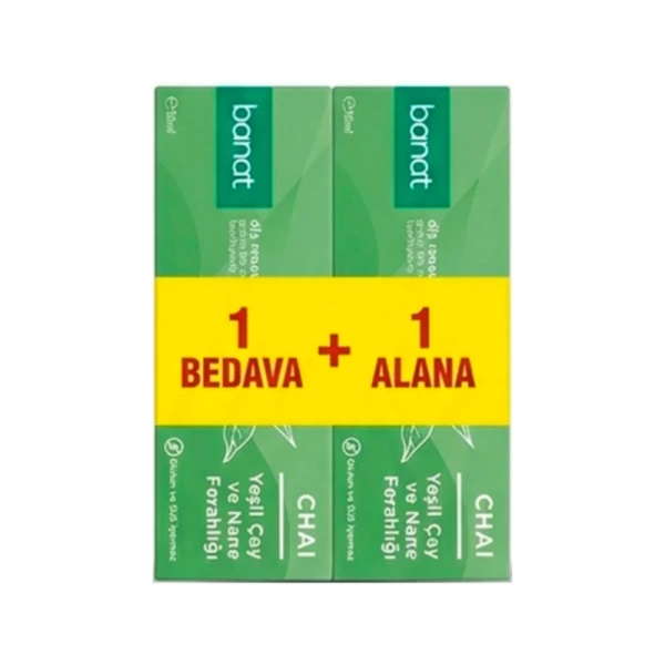 Banat Зубная паста с зелёным чаем и мятой 1+1, 2 × 50 мл - image 1
