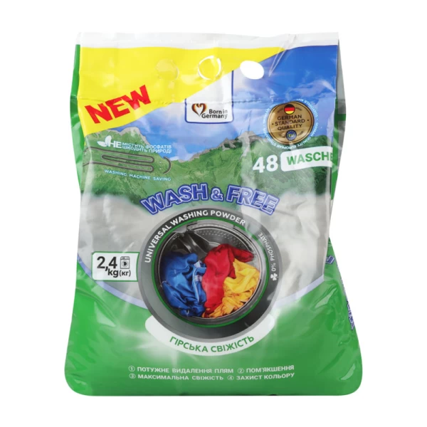 Wash&Free Стир.порошок универсальный, Горная свежесть 2400g - image 1