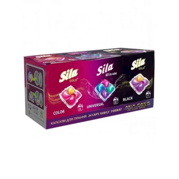Sila detergent capsule MIX 6 buc Color +12 buc Universal +6 buc Black - image 1