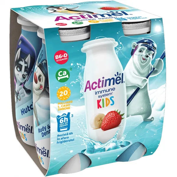 Actimel Actikids Йогурт питьевой клубнично-банановый 4*100 г - image 1