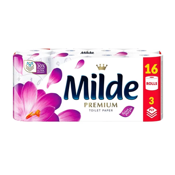 Milde Туалетная бумага, 3 слоя, 16 рулонов Relax Purple - image 1