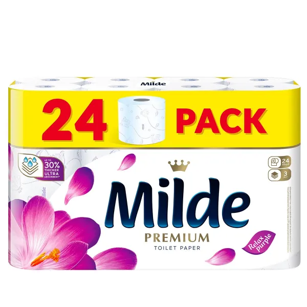 Milde Туалетная бумага, 3 слоя, 24 рулона Relax Purple - image 1