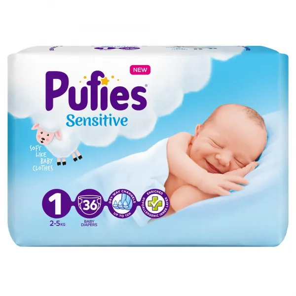 Pufies Scutece Sensitive Newborn Nr.1 2-5kg 36buc - image 1