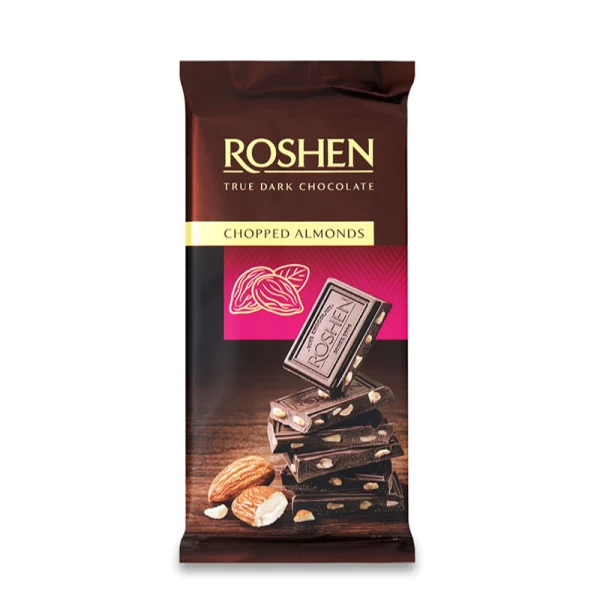 Ciocolata Roshen neagra cu migdale sarate 85g - image 1