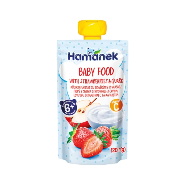 Пюре Hamanek Яблоко с клубникой и творогом 120 г - image 1