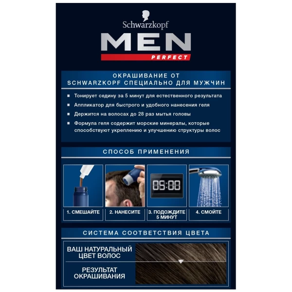 Schwarzkopf Men Vopsea de par pentru barbati 70 Cafenie 80ml - image 4