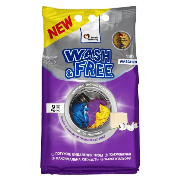Wash&Free Detergent 9kg Iasomie si lavanda cu sapun de Marsilia - image 1