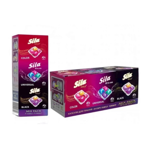 Sila detergent capsule MIX 6 buc Color +12 buc Universal +6 buc Black - image 2