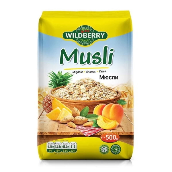 WildBerry Musli cu ananas, migdale, in si stafide 500 g - image 1