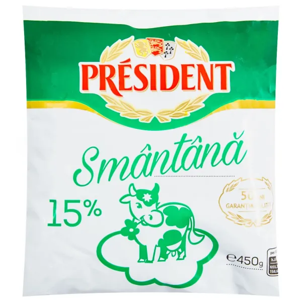 Smantana President Alba 15% 450 g (pungă polietilenă) - image 2
