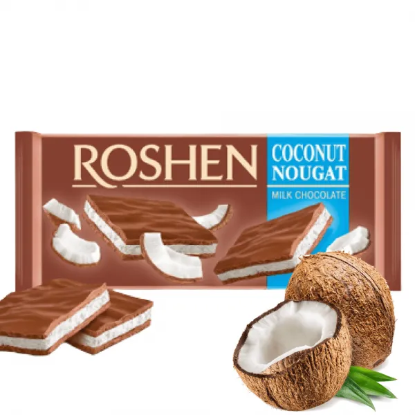 Ciocolata Roshen cu lapte cu nuga de nuca de cocos 90 g - image 2