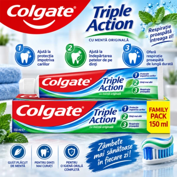 Colgate pasta de dinti Triple Action 150 ml - image 2