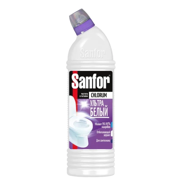 Средство для санузлов SANFOR Chlorum Ультра белый гель отбеливающий, эффект с хлором, 750 г - image 1