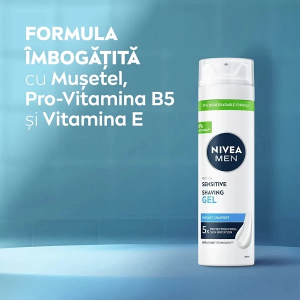 Nivea Men Gel de ras Ten Sensibil, pentru piele sensibila, 200 ml - image 3