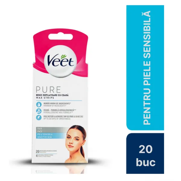 Veet Benzi depilatoare cu ceara pentru fata, 20 bucati - image 2