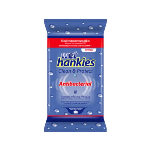 Wet Hankies Антибактериальные влажные салфетки 15 шт. - image 1
