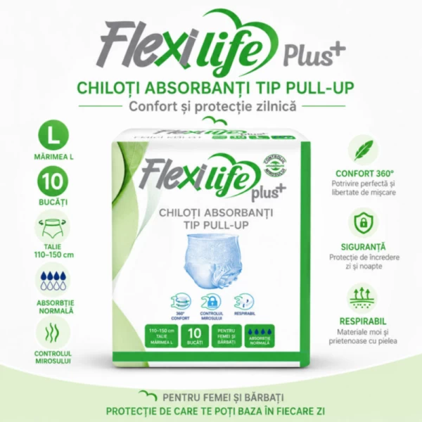 Flexi Life Plus Подгузники-Трусы для взрослых L 110-150 см 10 шт - image 2