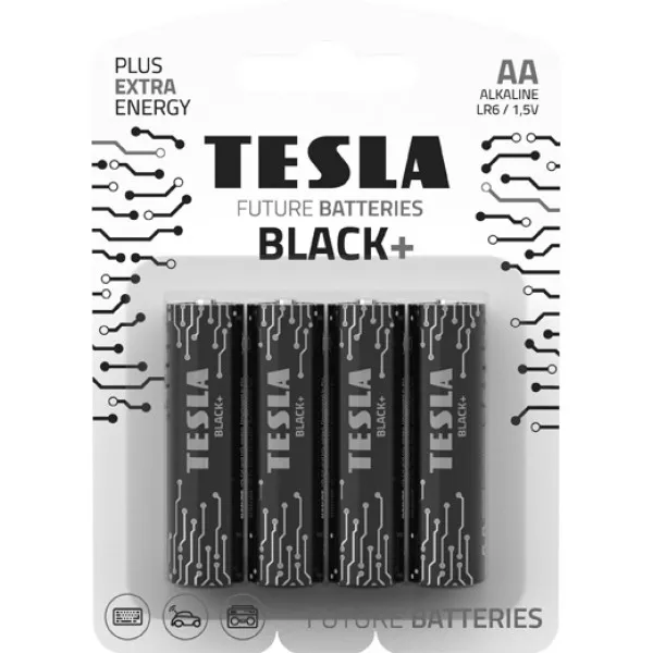 Tesla Батарейки AA BLACK+  LR06/ BLISTER FOIL 4 шт - image 1