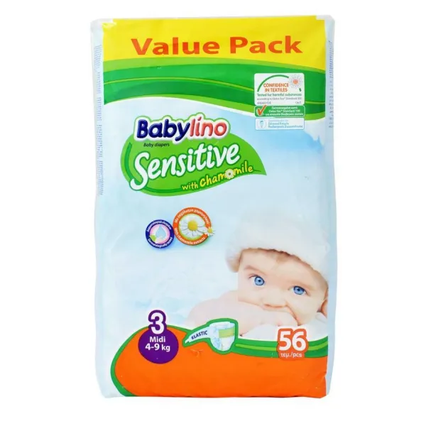 Подгузники BABYLINO Sensitive Economy N3 4-9кг, 56шт - image 1