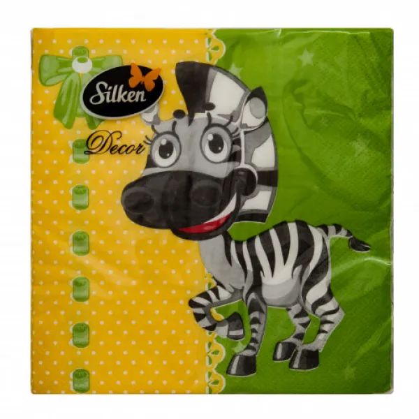 Silken 33x33 3 str 20 buc Servetele de masa Zebra - image 1