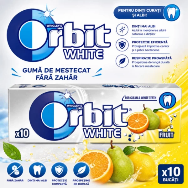 Orbit живательнная резинка white fruit bag 14 g - image 2