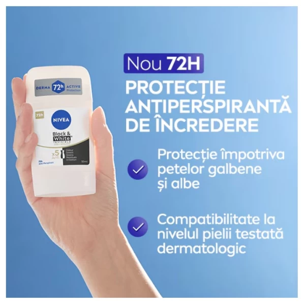 Nivea Дезодорант-стик Black&White Silky Smooth, Fresh, 50 мл - image 2