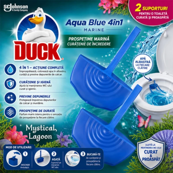 Duck Ароматизатор за тоалетна Aqua Blue 4в1 Lagoon 2x36g - image 3