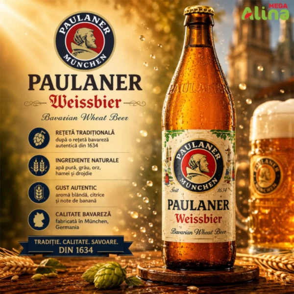 Пиво Paulaner нефильтрованное 5,5%, 500 мл - image 2