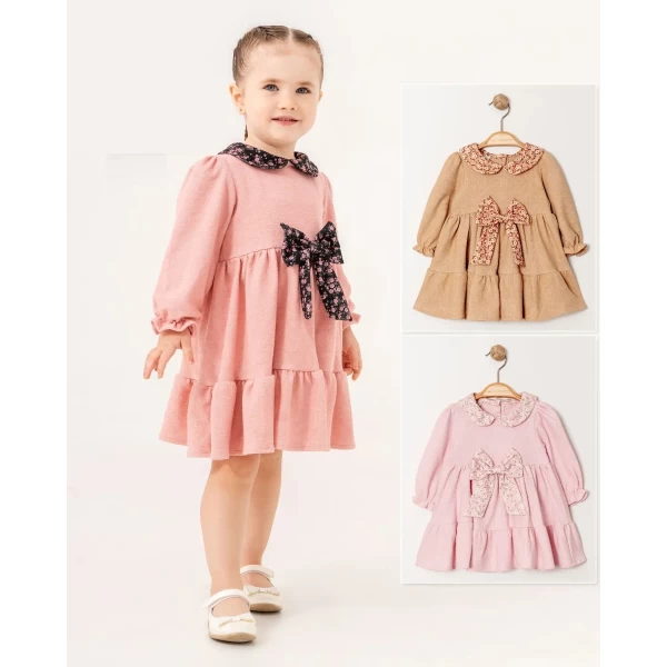 Eray Kids Rochie brodată cu arc și guler 74-92 cm 6339 - image 2