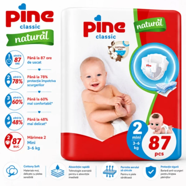 Pine Classic Jumbo Scutece Mini Nr.2 3-6kg 87 buc - image 2