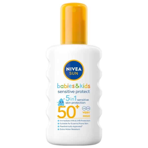 Nivea Sun Kids Babies & Kids Sensitive Спрей для защиты от солнца Protect 5в1, SPF 50+, 200 мл - image 1