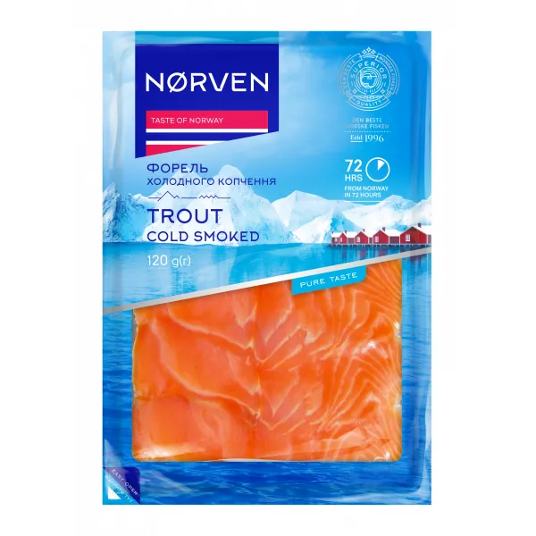 Pastrav feliat afum/rece ambalat 120gr Norven - image 1