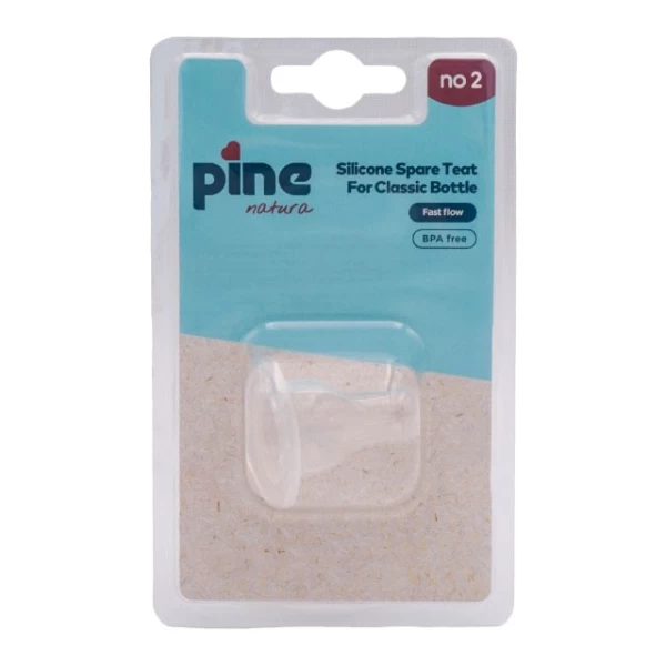Pine Natura Tetină din silicon cu flux mediu (M), nr. 2, 6-18 luni - image 1