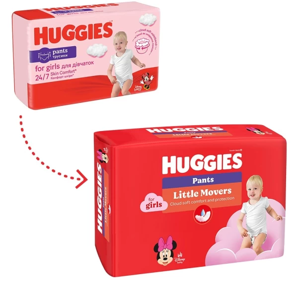 Huggies Little Movers подгузники-трусики №3, 7-11 кг, для девочек, 58 шт - image 2