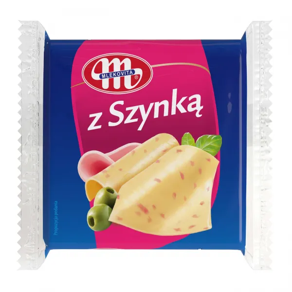 Сырные ломтики Mlekovita с ветчиной 49%, 130г - image 1