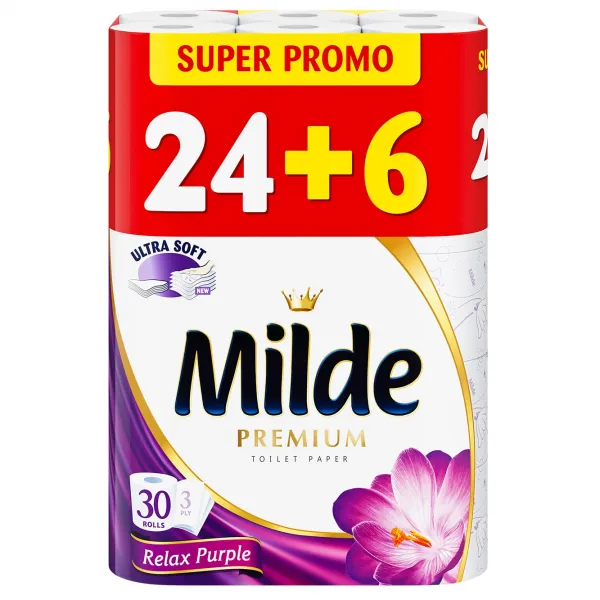 Milde Туалетная бумага 24+6 рулонов Relax Purple - image 1