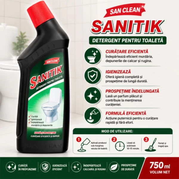 Santic WC pentru întreținerea toaletelor Aromă de Măr, 750 ml - image 2