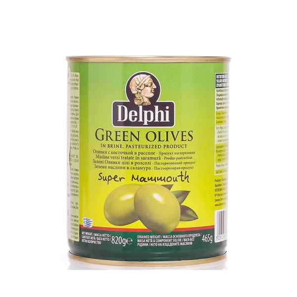 Оливки зеленые с косточкой Delphi Super Mamont 820г - image 1