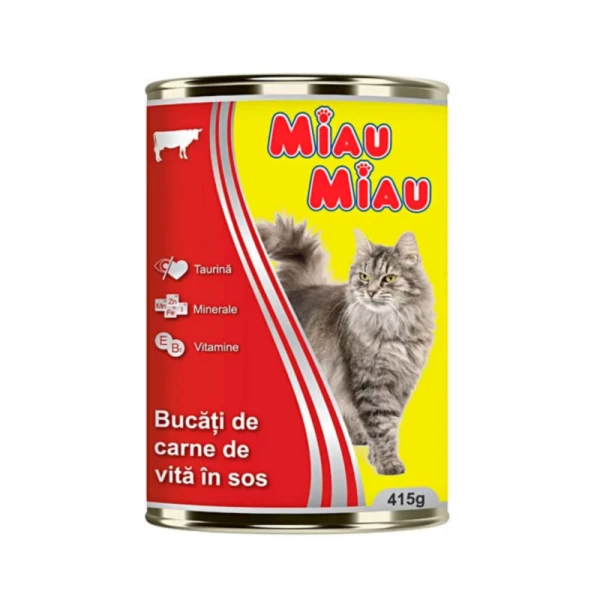 Miau Miau Conserva pentru pisici cu carne de vita 415gr - image 1