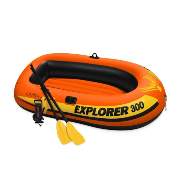Barca gonflabila Explorer 300 cu vasle si pompa, 211×117×41 cm, max. 186 kg, 6+ ani, Intex (58332) - image 1