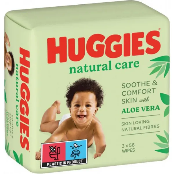 Салфетки влажные Huggies Natural Care 2+1 (56 х 3 шт) - image 1