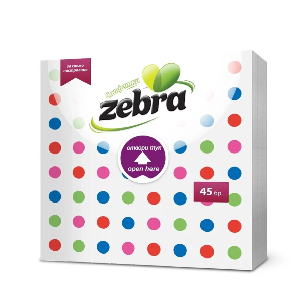 Zebra servetele de masa 33x33 45 buc Albe cu buline - image 1