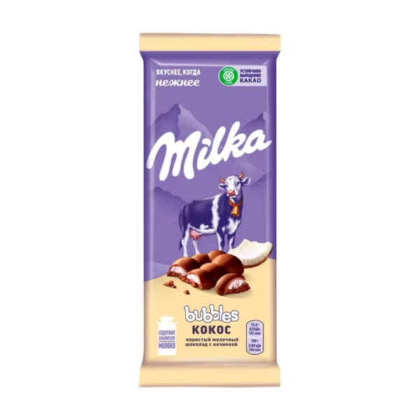 Milka Ciocolata Bubbles cu lapte aerata si cocos 97g - image 1