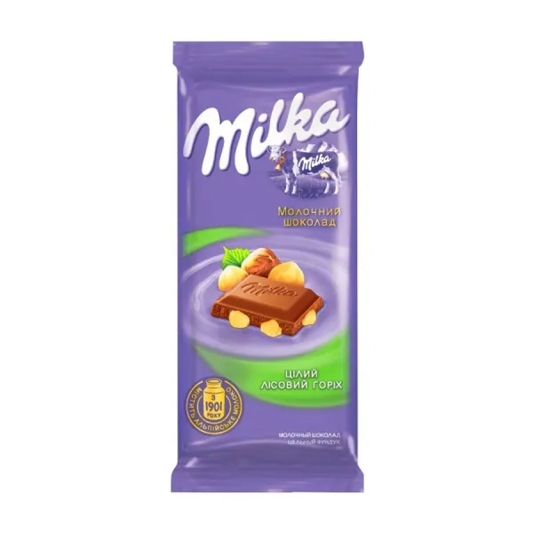 Шоколад Milka молочный с цельным фундуком 85 гр - image 1