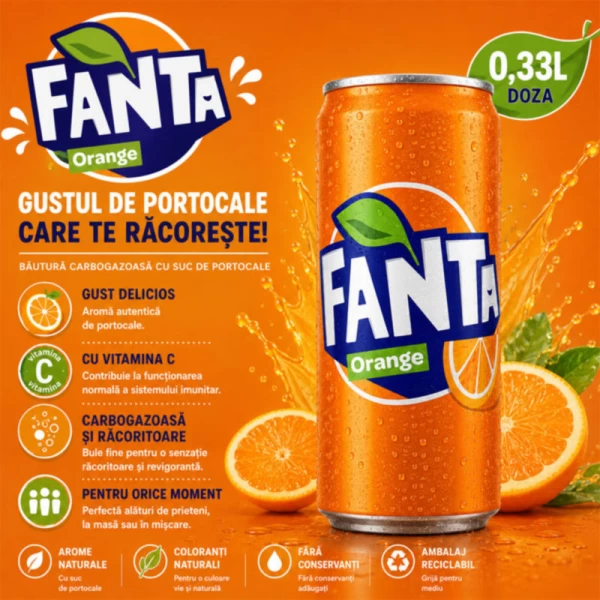 Fanta Bautura carbogazoasa 0,33l orange can - image 2