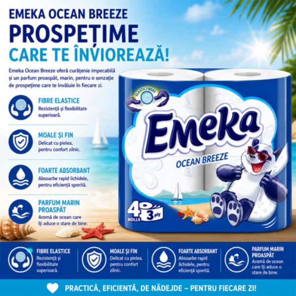 Emeka Hartie igienica, 3 straturi, 4 role Ocean Breeze - image 2