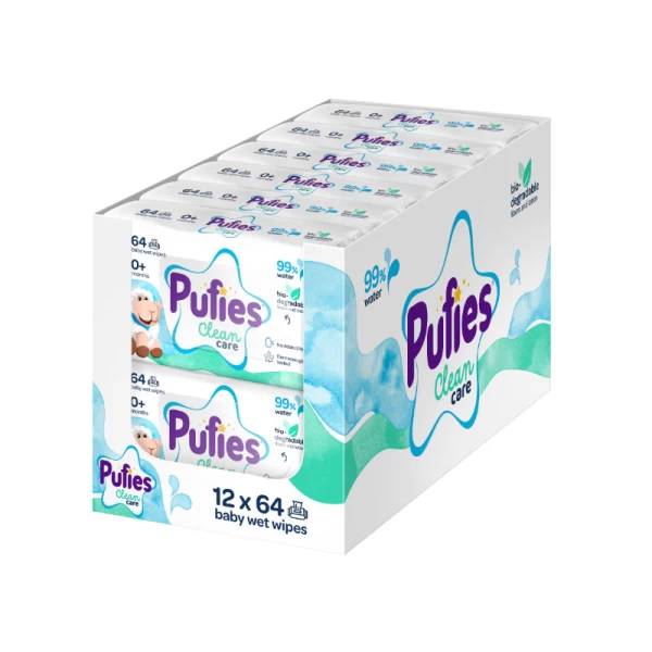 Pufies Servetele umede Clean Care 99% Water 64 bucati - image 2