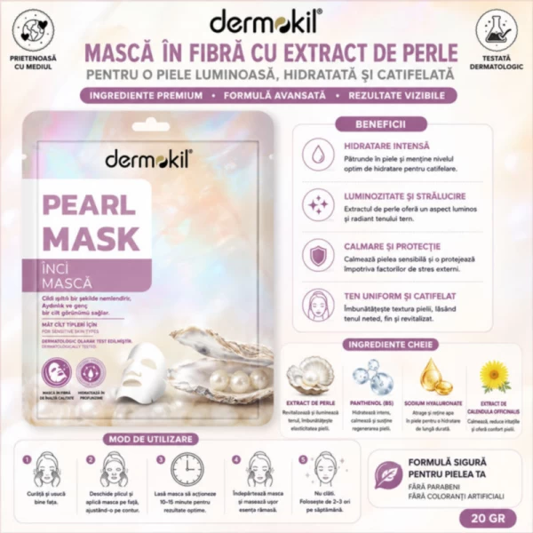 Dermokil Masca tip servetel pentru fata Pearl 20 g - image 2